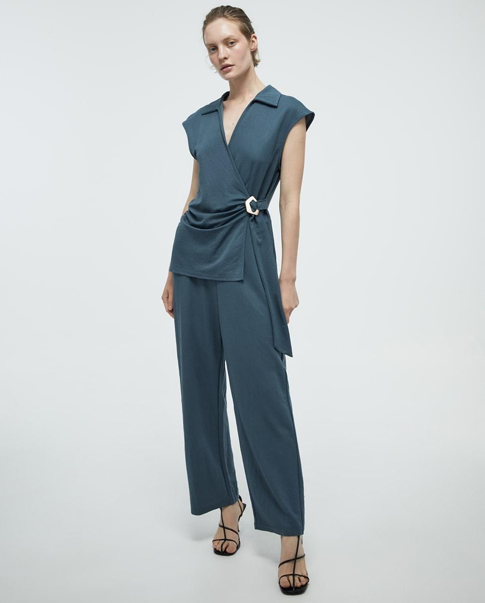 스페라 린넨 브이넥 벨트 점프수트 56262200969 VERDE PATO - 상세 이미지 2