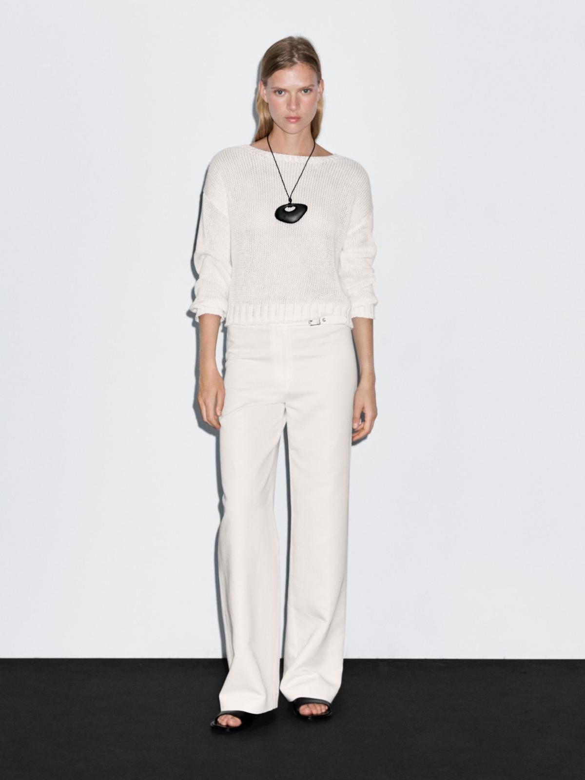 마시모두띠 스트레이트핏 버클 슬랙스 팬츠 5016/551 OFF WHITE - 상세 이미지 2
