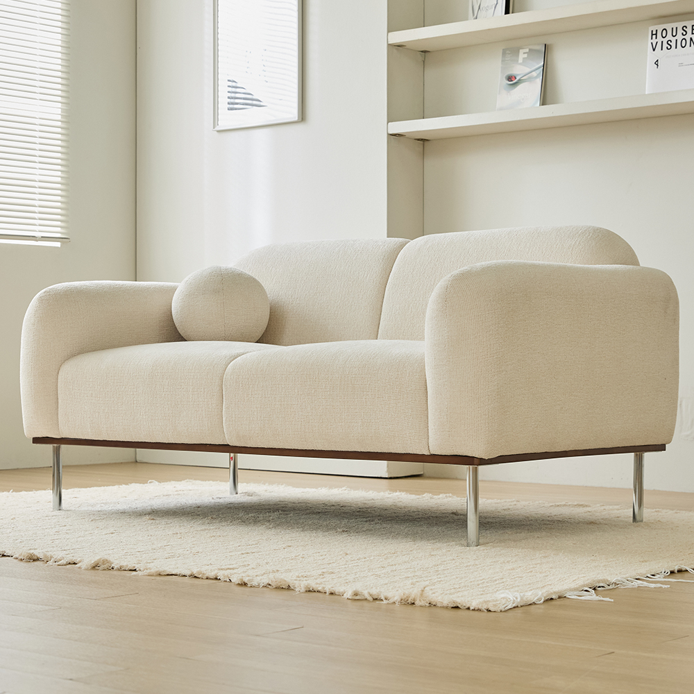 루나 거실 소파 천연원목 이지클린 직조 패브릭 아이보리, 2.5인용