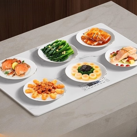 푸드워머매트 식탁 보온 매트 패드 접이식 가열 도마 테이블 음식 보온기 60x42 흰색 - 상품 이미지