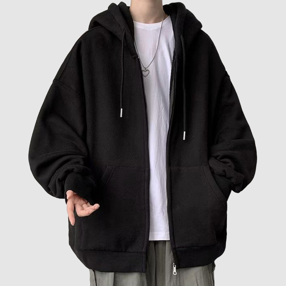 남자 베이직 후드집업 레이어드 후드티 오버핏 봄 가을 XL 2XL 3XL - 상품 이미지