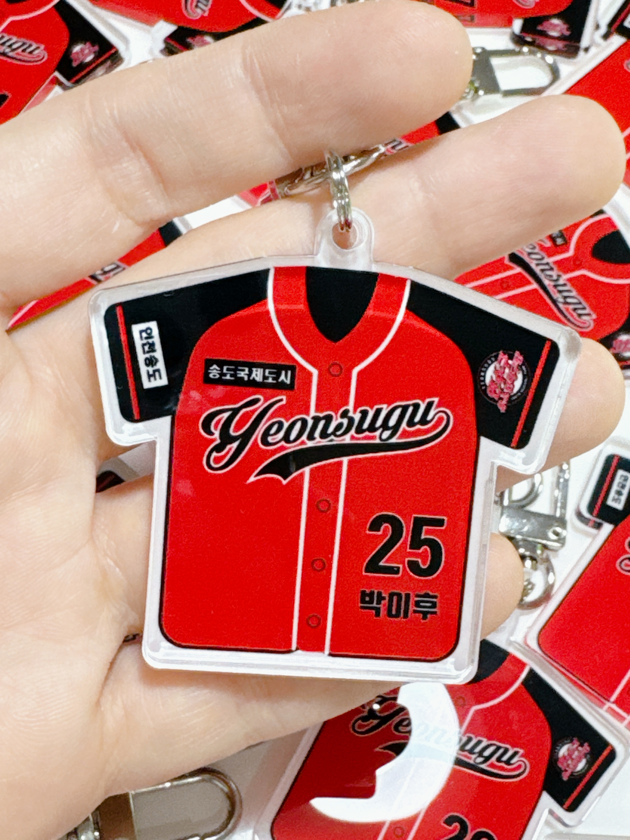 야구 유니폼 키링 아크릴 사회인야구 유소년 주문제작 굿즈 키홀더 열쇠고리 단체 에어팟고리 - 상세 이미지 5