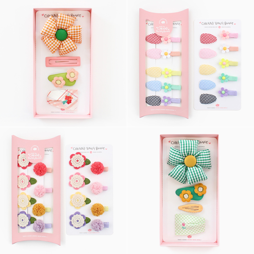 퀄리티 좋은 머리핀 선물 세트 아기 유아 여아 똑딱 집게 헤어핀