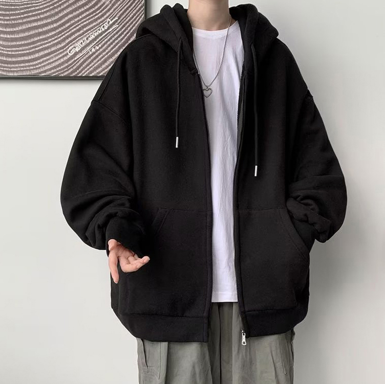 남자 베이직 후드집업 레이어드 후드티 오버핏 봄 가을 XL 2XL 3XL - 상세 이미지 4