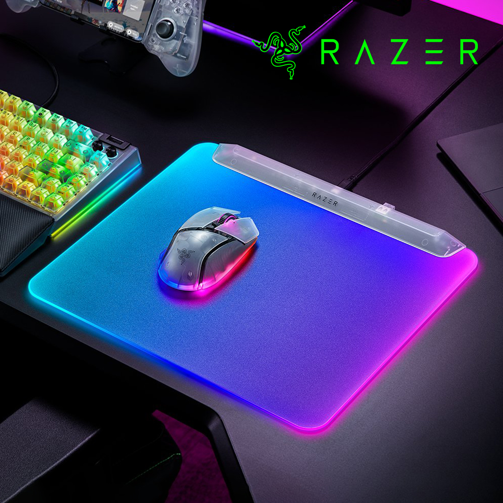 [국내정발] 레이저 파이어플라이 V2 PRO 팬텀화이트 RGB 마우스패드 - 상품 이미지