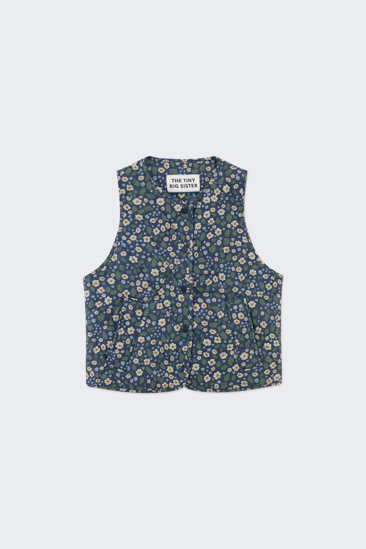 타이니코튼 플라워 패턴 크롭 베스트 AW24-674107 ONE COLOR - 상품 이미지