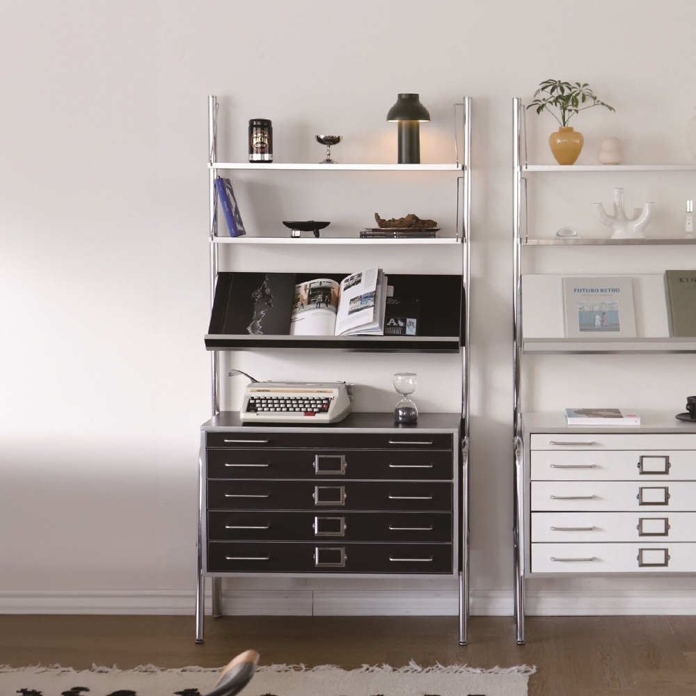 넛지 월캐비닛 무타공 선반장 미드센츄리 수납장 장식장(2color)