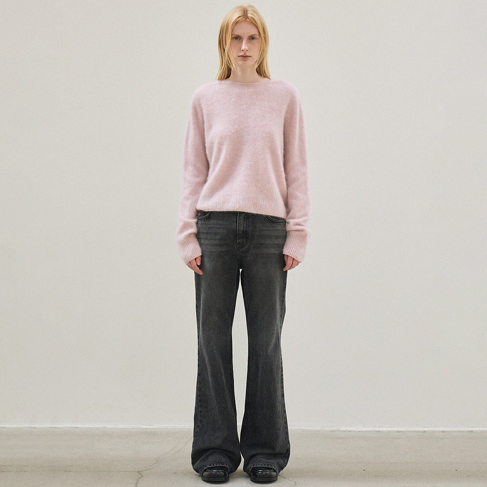 cashmere classic whole garment knitted pullover (light pink) - 상품 이미지