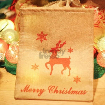 [트렌디프레소협력사]데이슬롯 패브릭 선물자루 소형 사슴 파티용품 산타주머니자루
