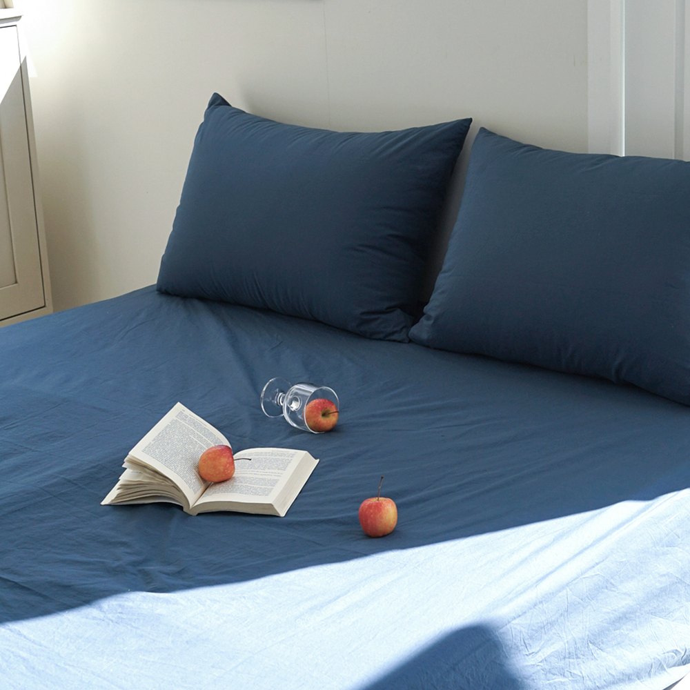 허쉬 60수 고밀도 바이오워싱 순면 매트리스 커버 녹턴 네이비, Q(퀸)