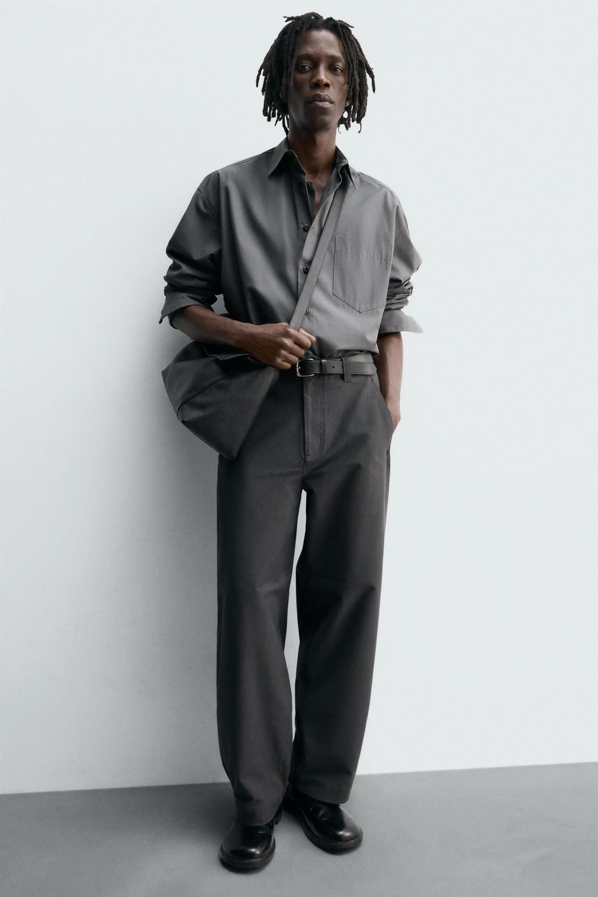 자라 와이드 벌룬핏 슬랙스 팬츠 1437/385 ANTHRACITE GREY - 상세 이미지 5