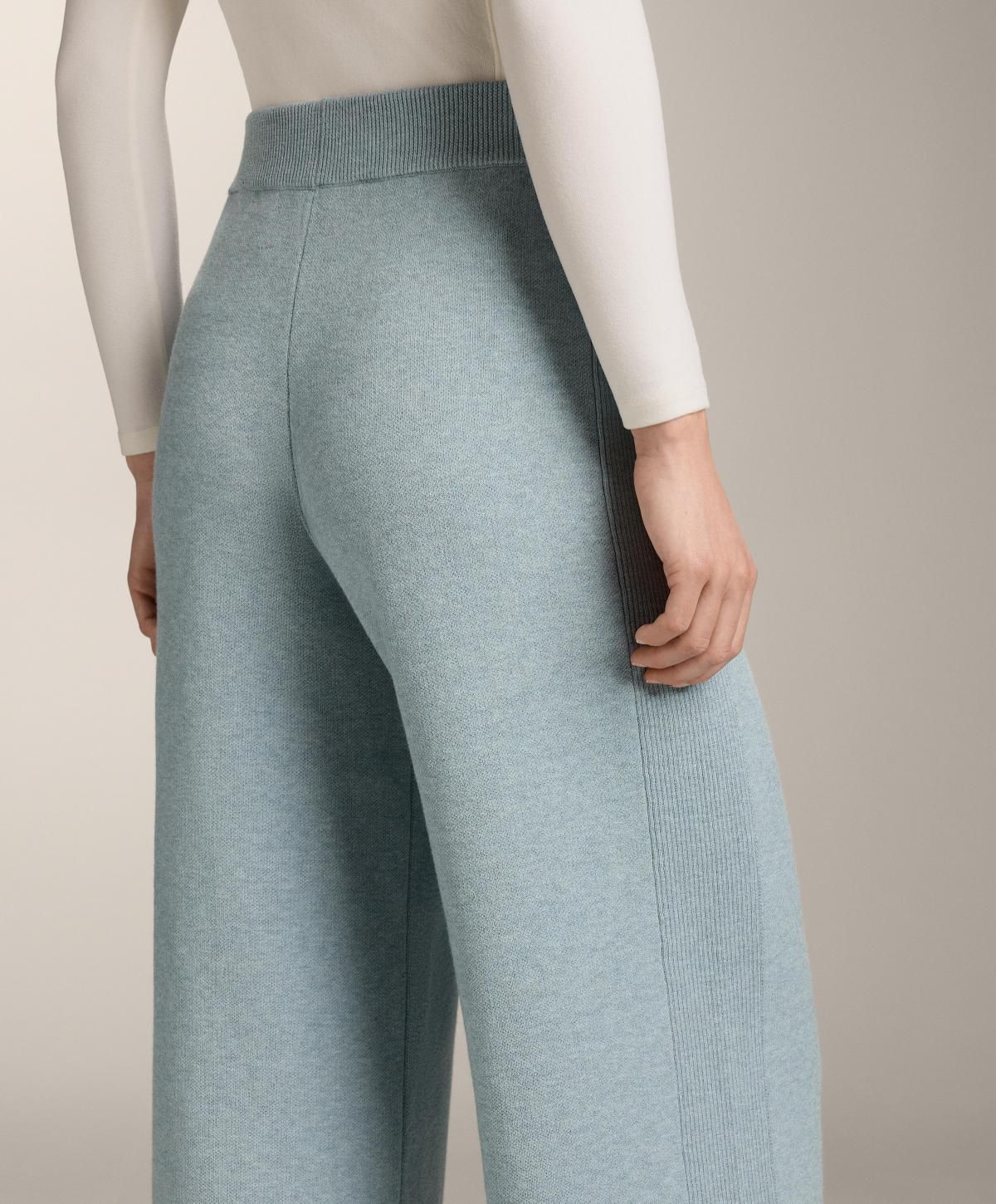 오이쇼 와이드 스트레이트 니트 팬츠 사이드립 3381/880 WASHEDGREY-BLUE - 상세 이미지 3