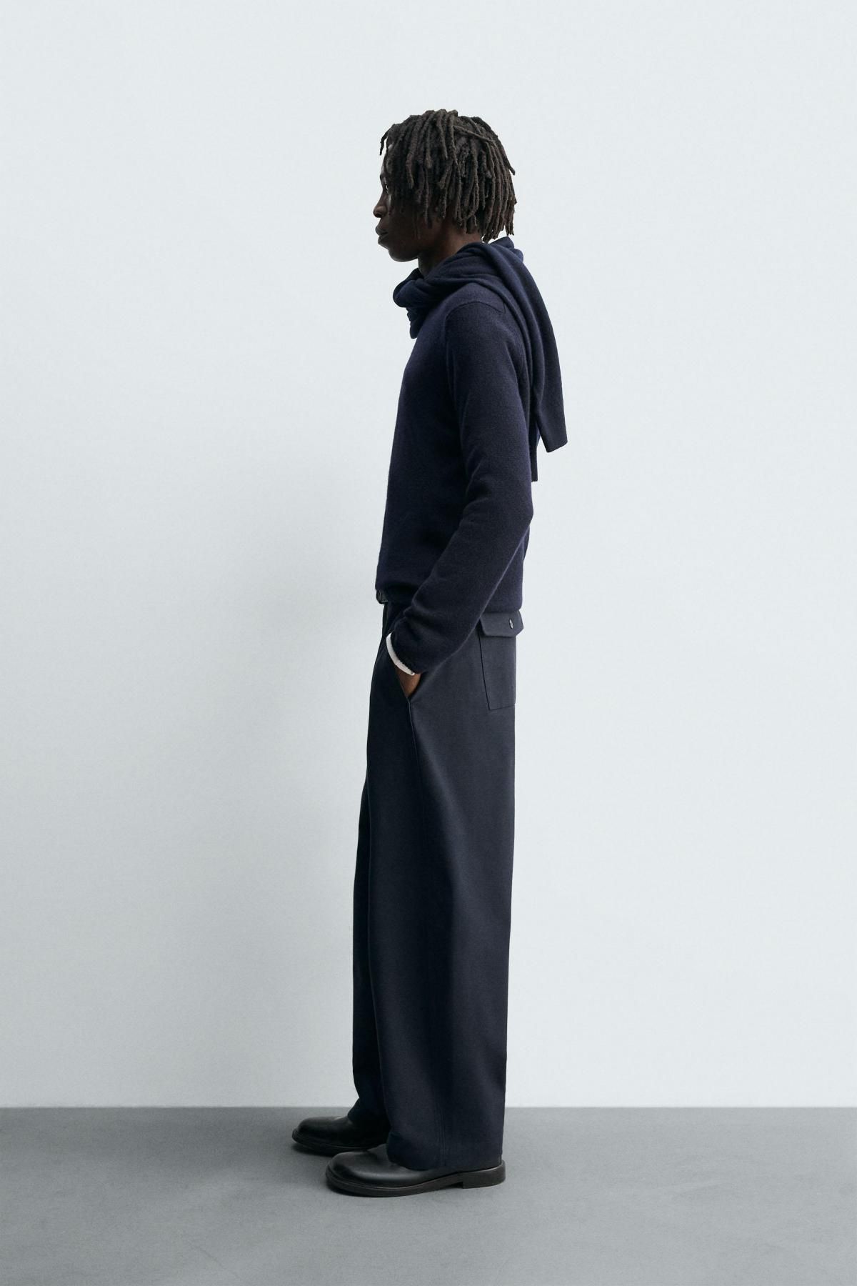 자라 테크니컬 벌룬핏 와이드 슬랙스 팬츠 1437/385 NAVY BLUE - 상세 이미지 4