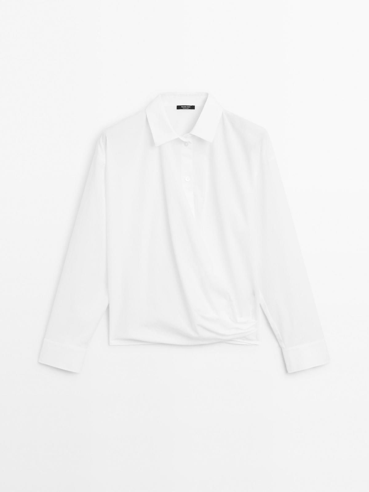 마시모두띠 드레이프 코튼 비대칭 헴 긴팔 셔츠 5120/721 OFF WHITE - 상품 이미지
