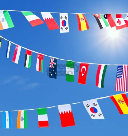 [트렌디프레소협력사]데이슬롯 폴리 만국기 15m 50개국 파티 행사 오픈식