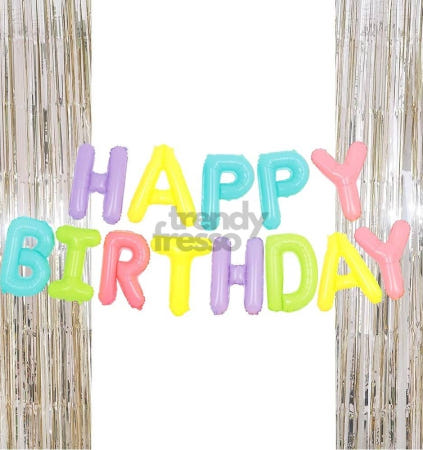 [트렌디프레소협력사]데이슬롯 은박 풍선 생일마카롱+샴페인골드커튼 세트 파티용품세트 파티장식 은박풍선