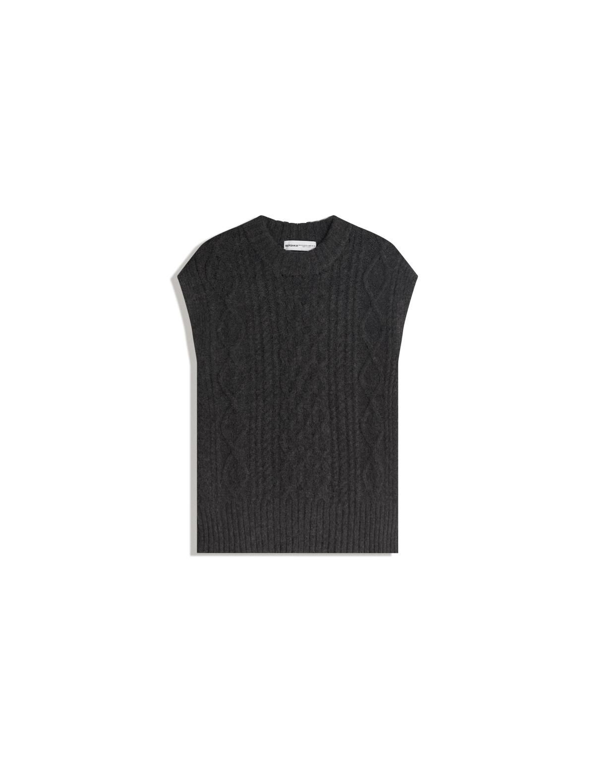 버쉬카 오버사이즈 브레이드 니트 베스트 7133/686 DARK GREY - 상세 이미지 3