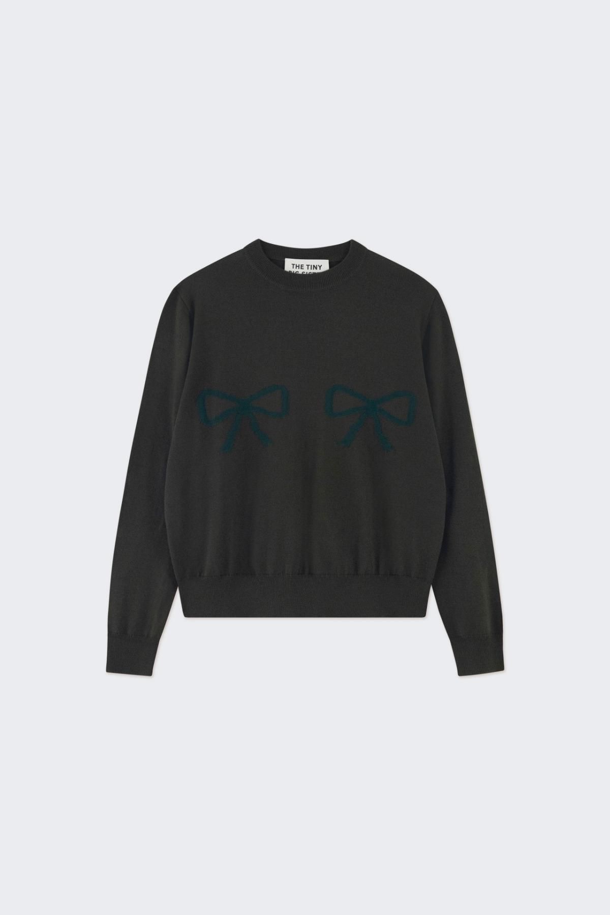 타이니코튼 리본 패턴 라운드넥 니트 스웨터 AW24-695K12 ONE COLOR - 메인 이미지