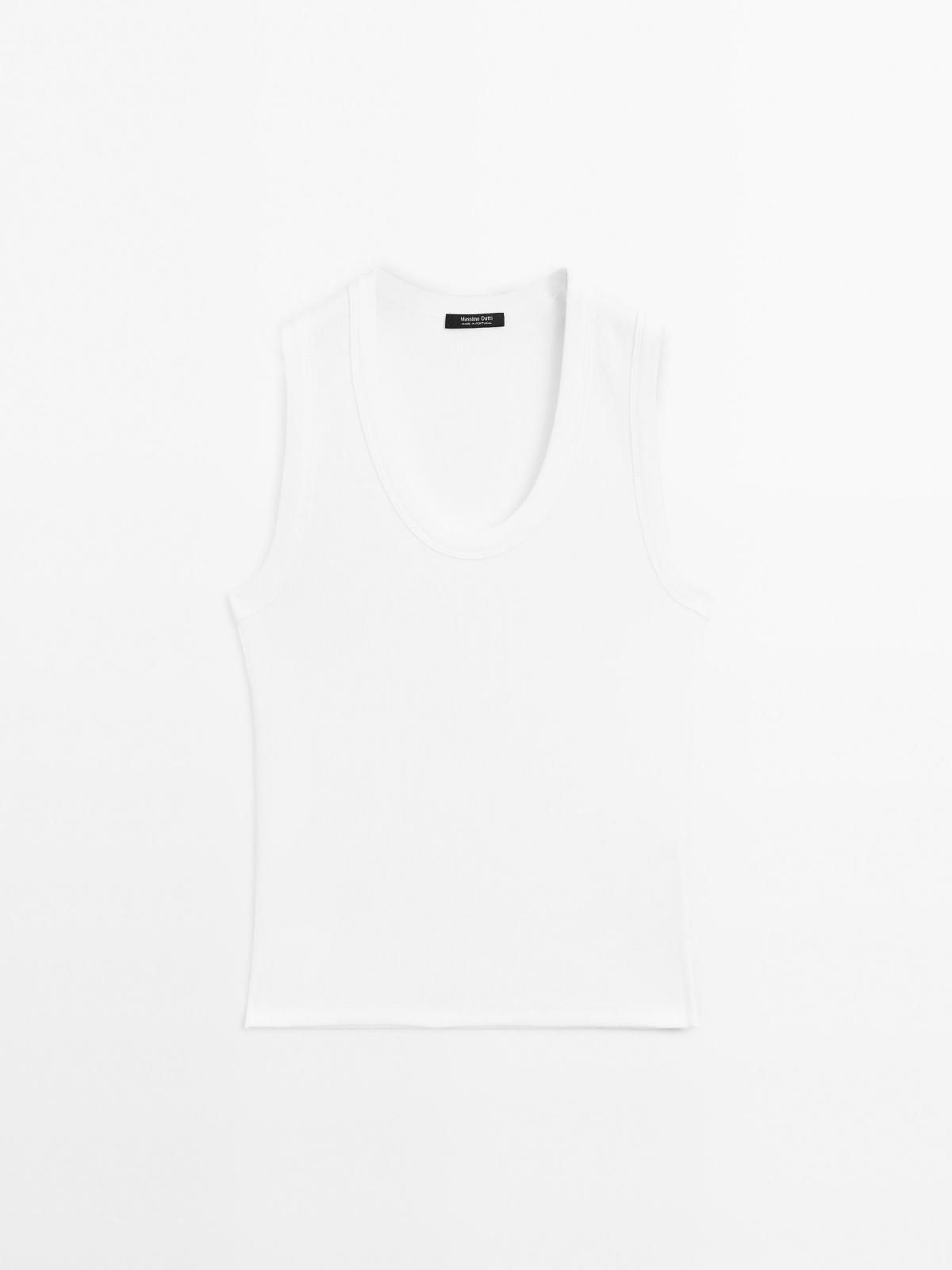 마시모두띠 골지 라운드넥 민소매 티셔츠 6896/918 OFF WHITE - 메인 이미지