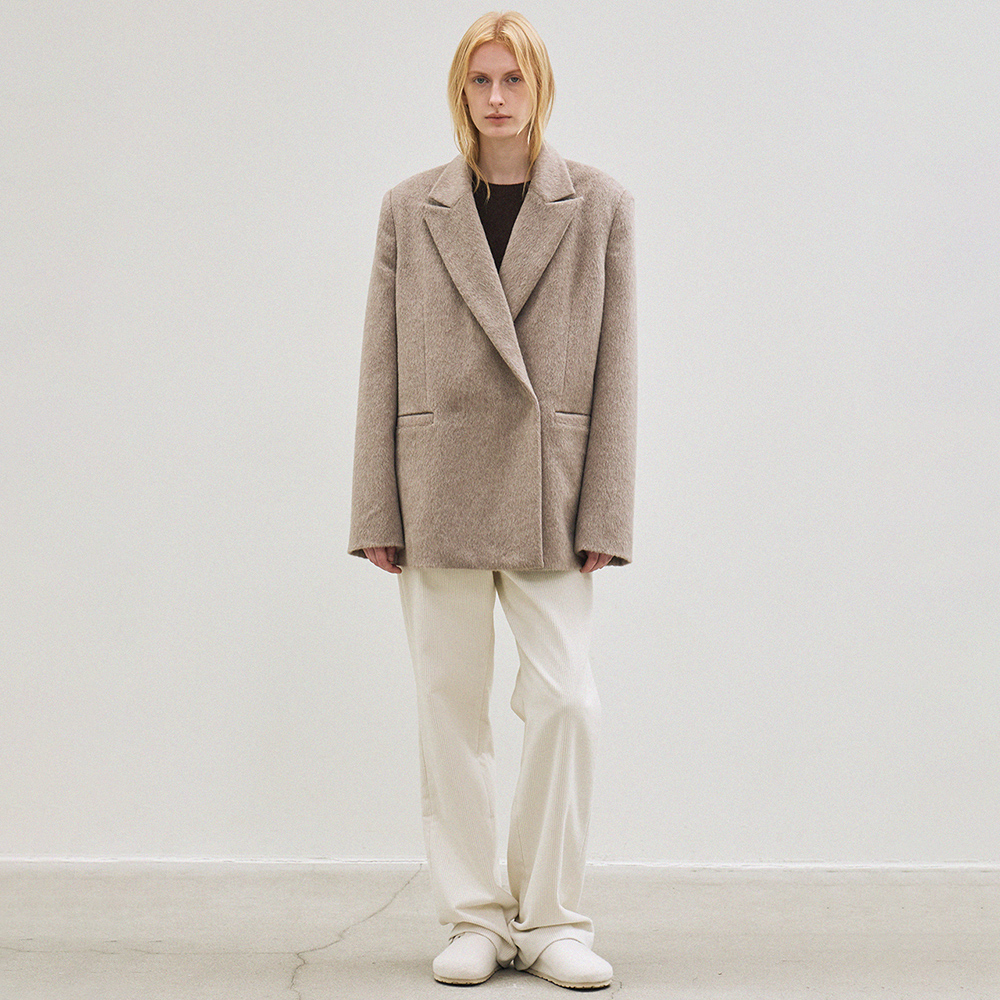 alpaca over-fit blazer (ash beige) - 메인 이미지