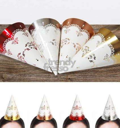 [트렌디프레소협력사]데이슬롯 클래식 고깔모자 메탈릭 6입 파티용품 종이모자 파티