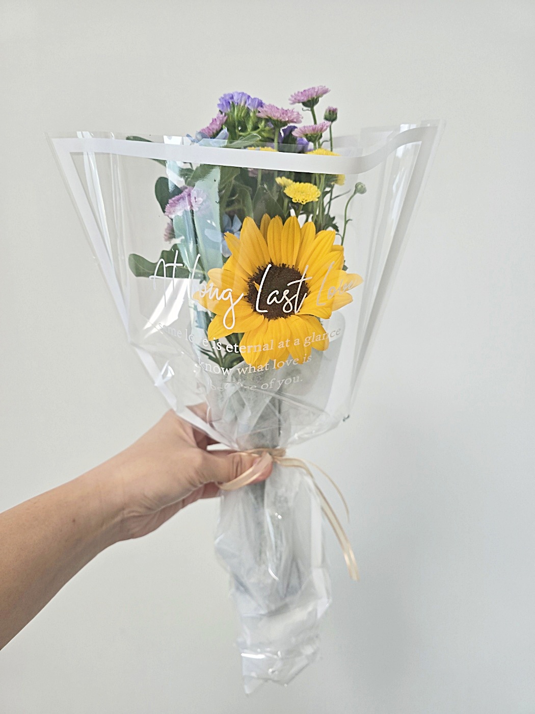 미니꽃다발 생화 여자친구 생일선물 결혼기념일 100일 졸업식 화이트데이,투명포장,1개 - 상품 이미지
