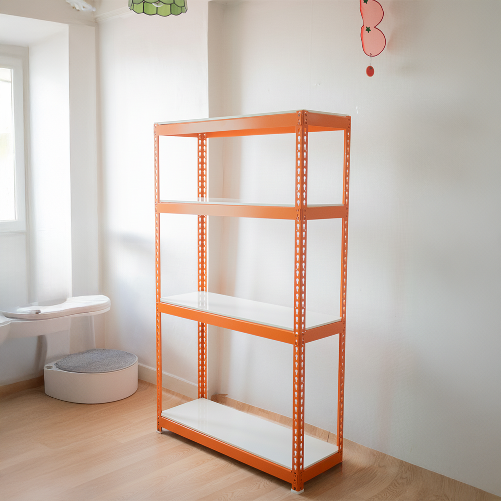 폴던스랙 올스틸 미드센추리 모듈 수납장 1200x300x1500mm, 4단, 오렌지멀티 - 상세 이미지 3