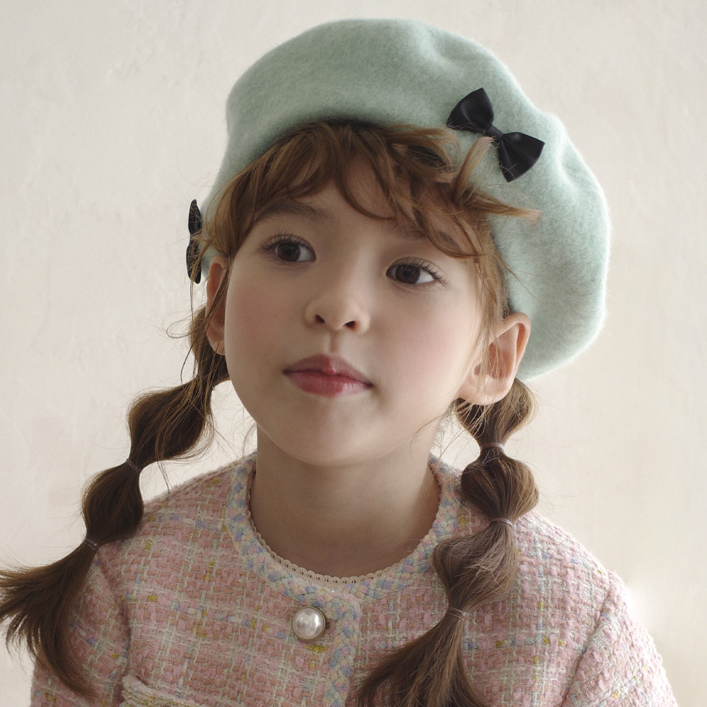 채니봉봉 여아용 민트초키 리본 베레모 유아모자 - 메인 이미지