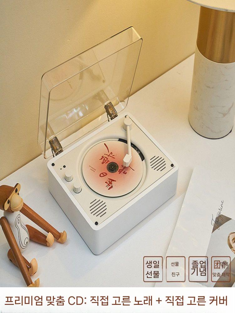 인테리어 테이블 CD플레이어 시디플레이어 휴대용 감성 턴테이블 블루투스 New 월넛 Bluetooth+리모컨 - 상세 이미지 3