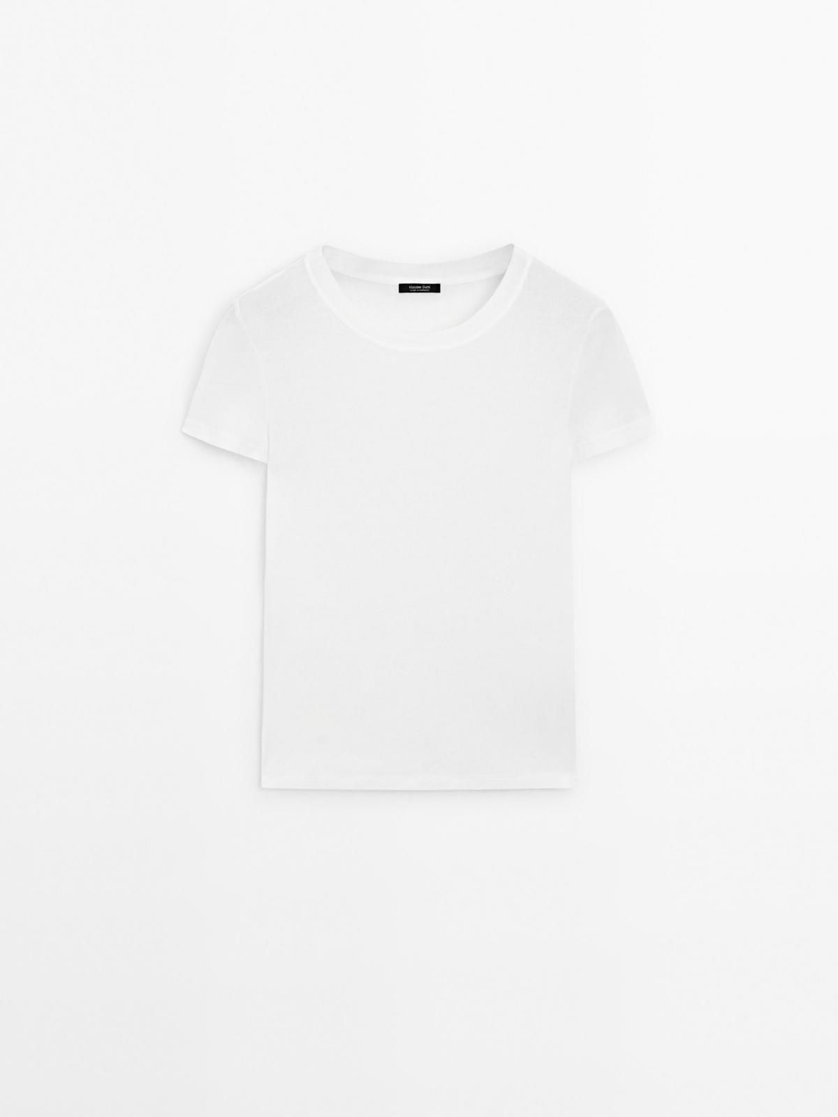 마시모두띠 크레이프 텍스처 코튼 슬림핏 반팔 티셔츠 6264/505 OFF WHITE - 메인 이미지