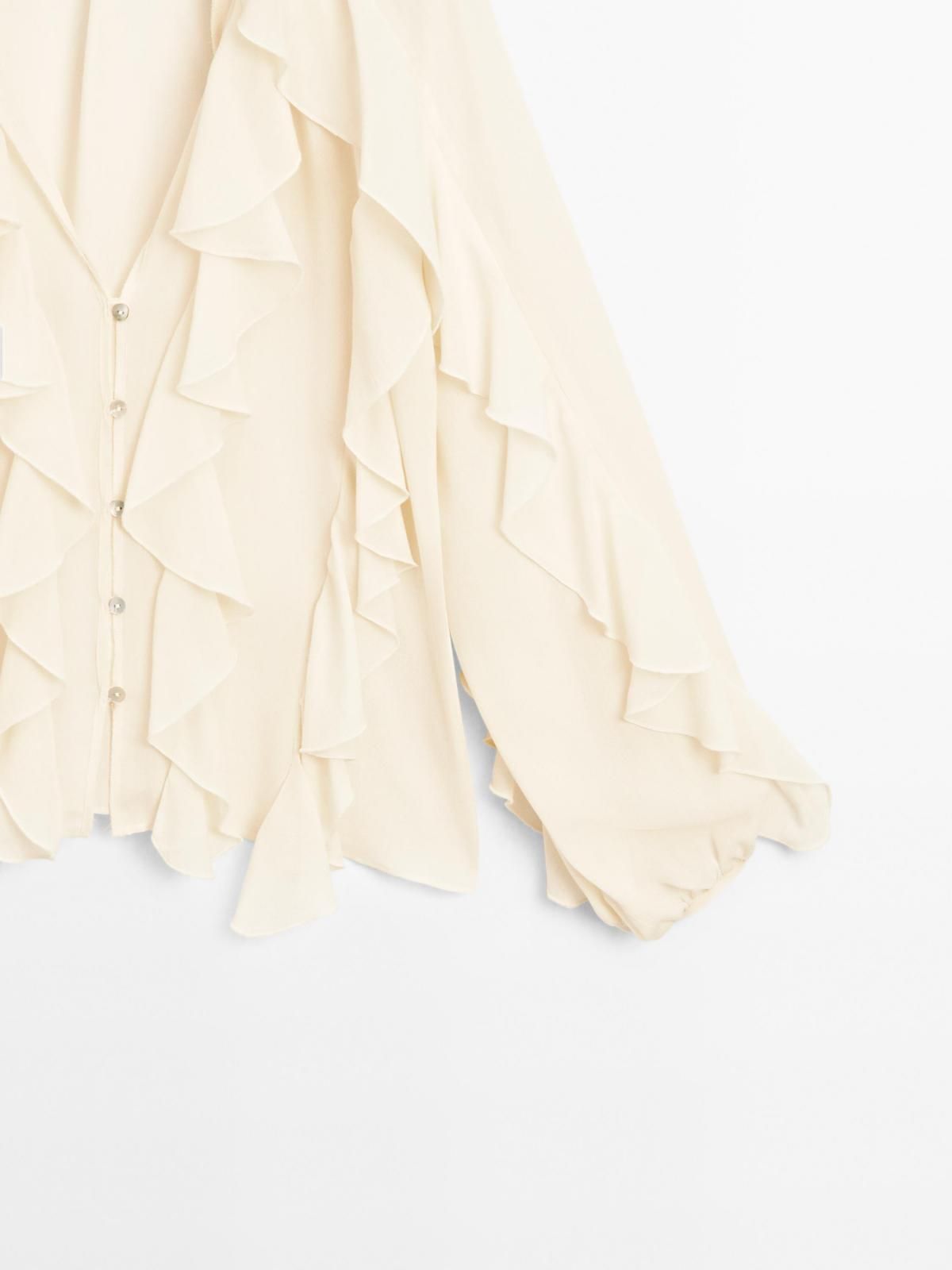 마시모두띠 로맨틱 러플 브이넥 플루이드 블라우스 5152/752 OFF WHITE - 상세 이미지 4