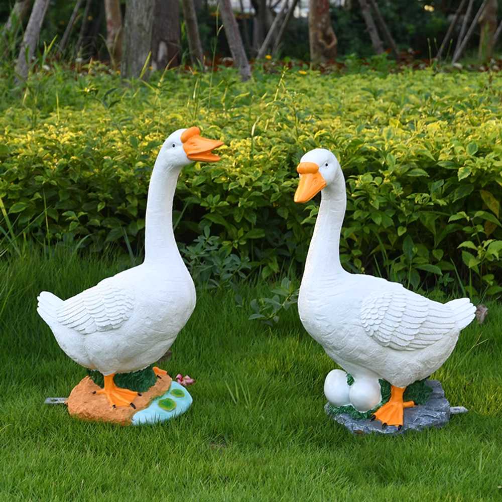 오리 조형물 정원 소품 거위 장식물 야외 카페 공원 화이트 - 상세 이미지 5