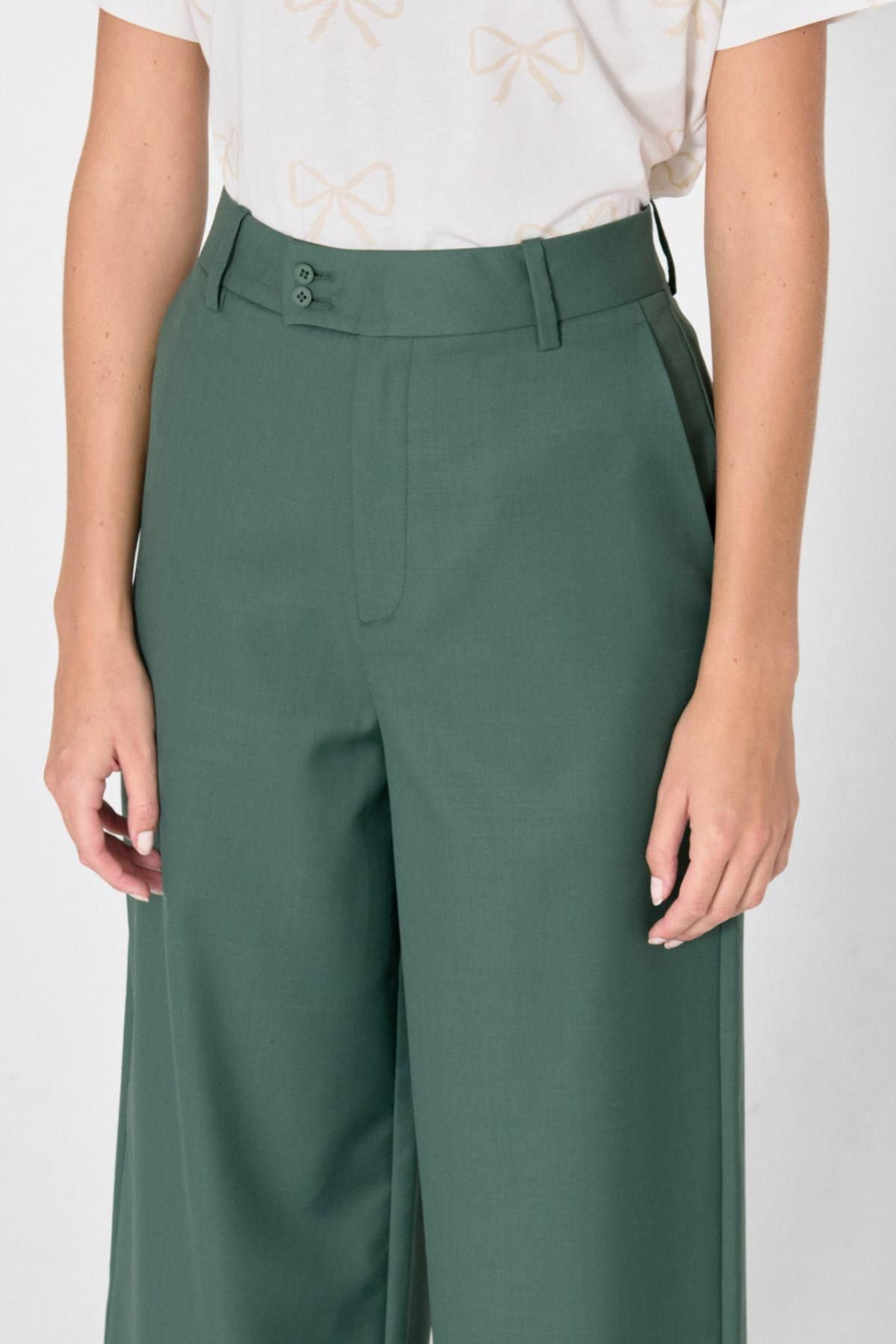 타이니코튼 플리츠 와이드 슬랙스 팬츠 AW24-758P09 VERDE CALIDO - 상세 이미지 5