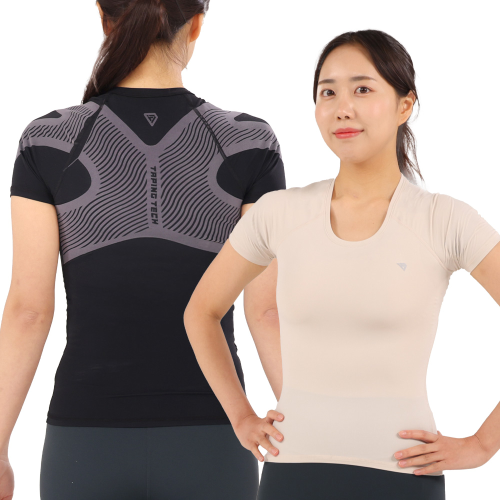 테이핑테크 테이핑웨어 시즌2 여성용 1장 바른자세 반팔 티셔츠 - 상세 이미지 2