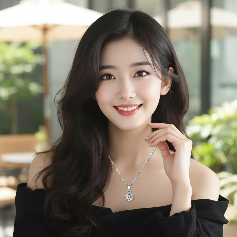 모이사나이트 1캐럿 실버 목걸이 - 상세 이미지 5