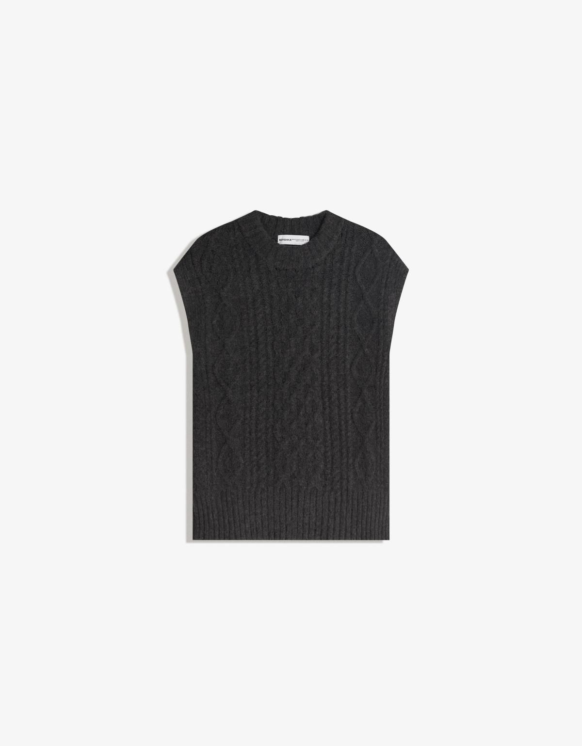 버쉬카 오버사이즈 브레이드 니트 베스트 7133/686 DARK GREY - 상품 이미지