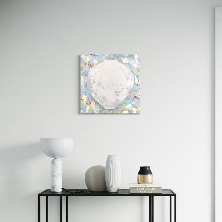 Dal Pium no.1고급캔버스천+삼나무캔버스틀15호(53x53x2.5cm) 달항아리 그림 캔버스 액자 복들어오는 달피움 시리즈 한정수량 에디션문자페인팅 - 상품 이미지