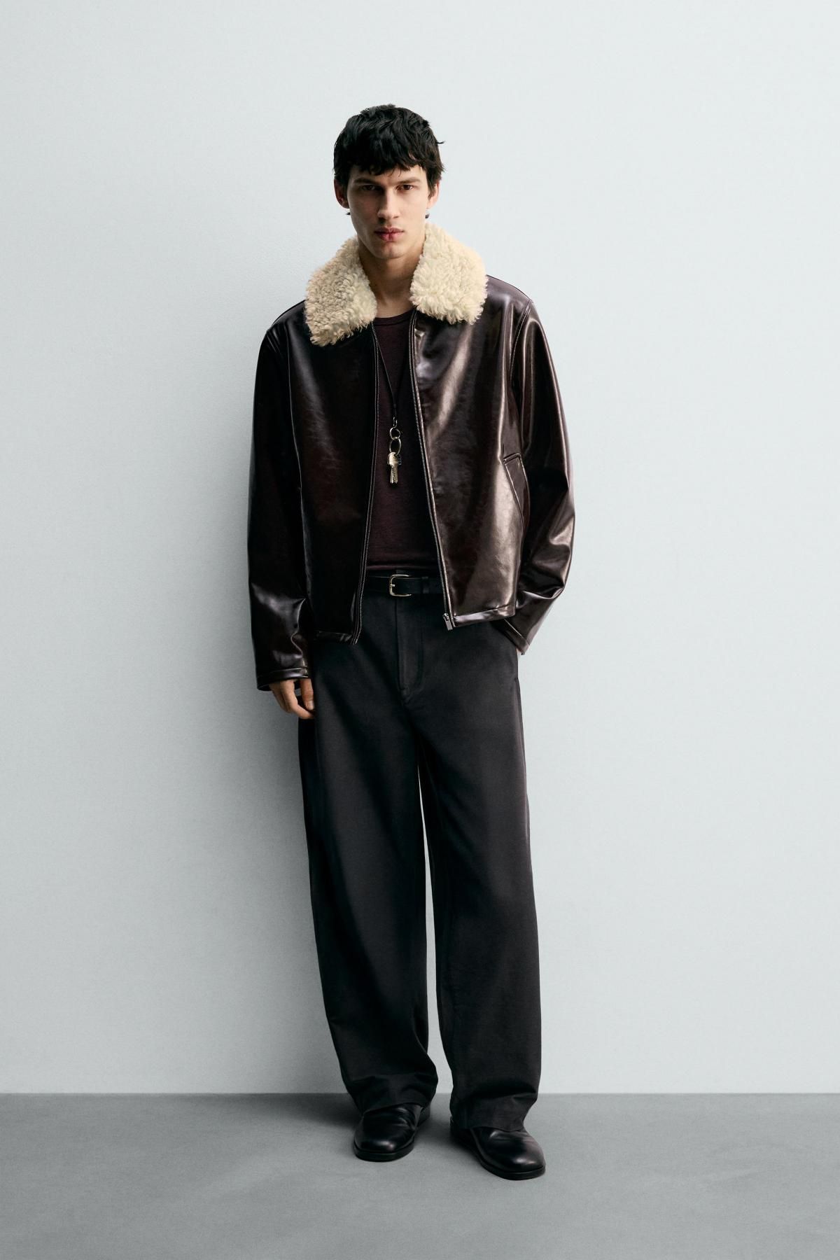 자라 테크니컬 비닐 레더 무스탕 재킷 3833/309 DARK BROWN - 상세 이미지 2