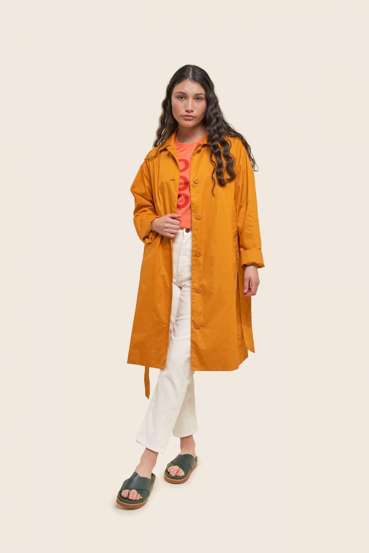타이니코튼 허니 컬러 벨트 롱 트렌치코트 SS22-754-F01 ONE COLOR - 상세 이미지 4
