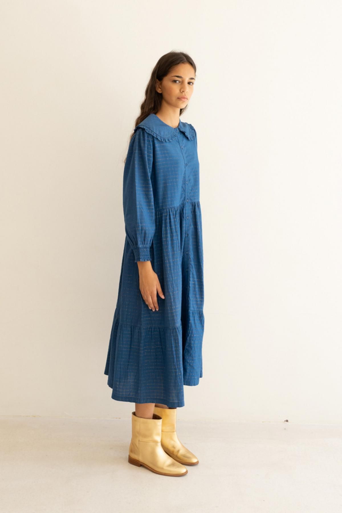 타이니코튼 샤인 프린트 셔링 블루 미디 원피스 AW23-642-M17 ONE COLOR - 상세 이미지 4