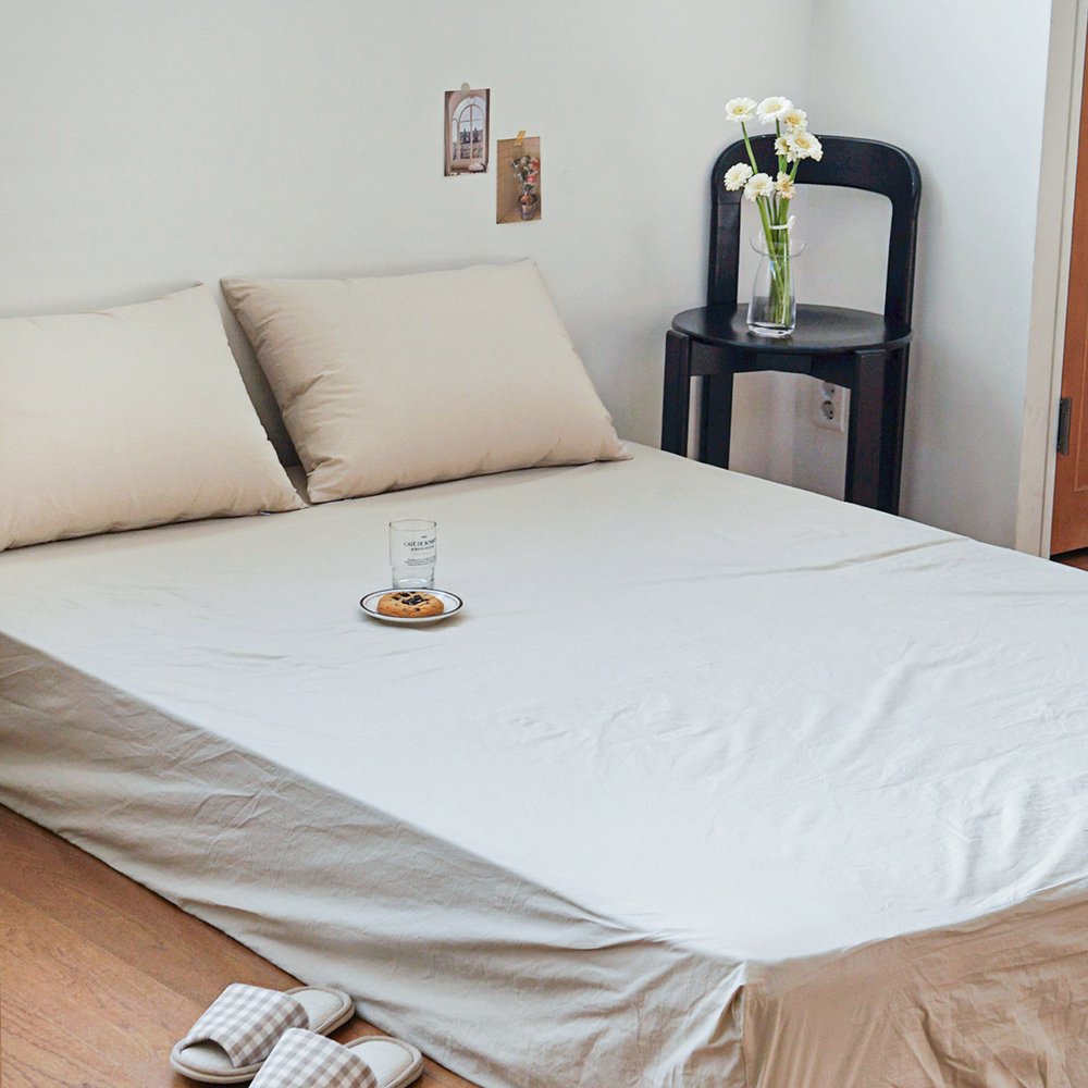 허쉬 60수 고밀도 바이오워싱 순면 매트리스 커버 샴페인 베이지, SS(슈퍼싱글)