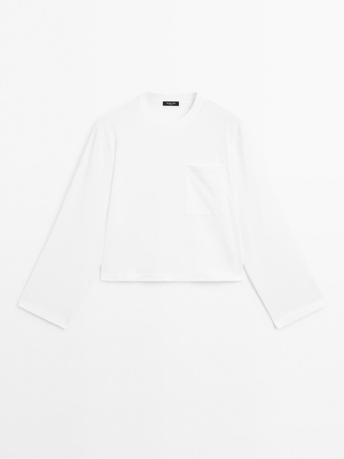 마시모두띠 오버핏 포켓 디테일 코튼 긴팔 티셔츠 6256/306 OFF WHITE - 상품 이미지