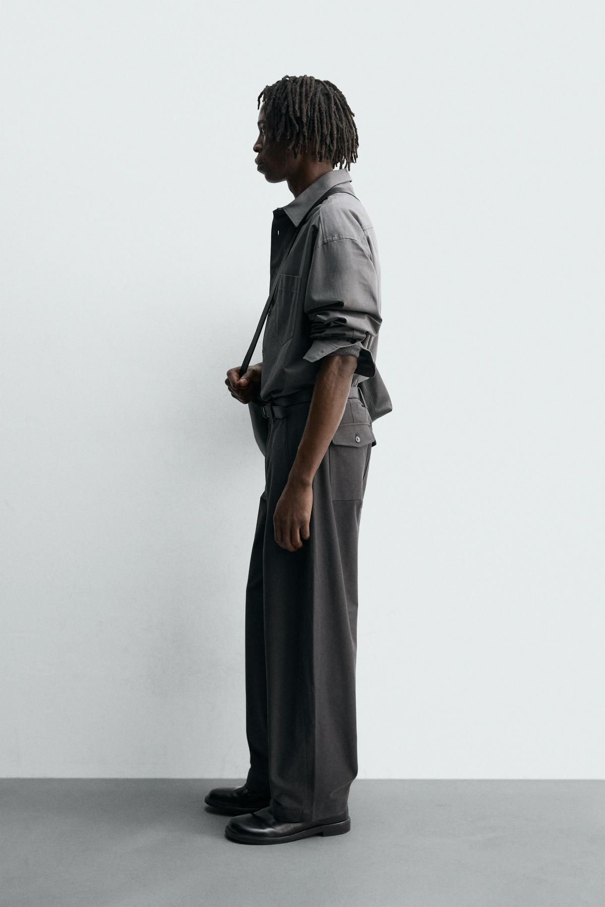 자라 와이드 벌룬핏 슬랙스 팬츠 1437/385 ANTHRACITE GREY - 상세 이미지 4