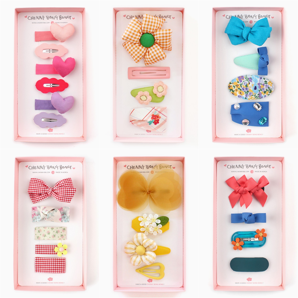 퀄리티 좋은 머리핀 선물 세트 아기 유아 여아 똑딱 집게 헤어핀