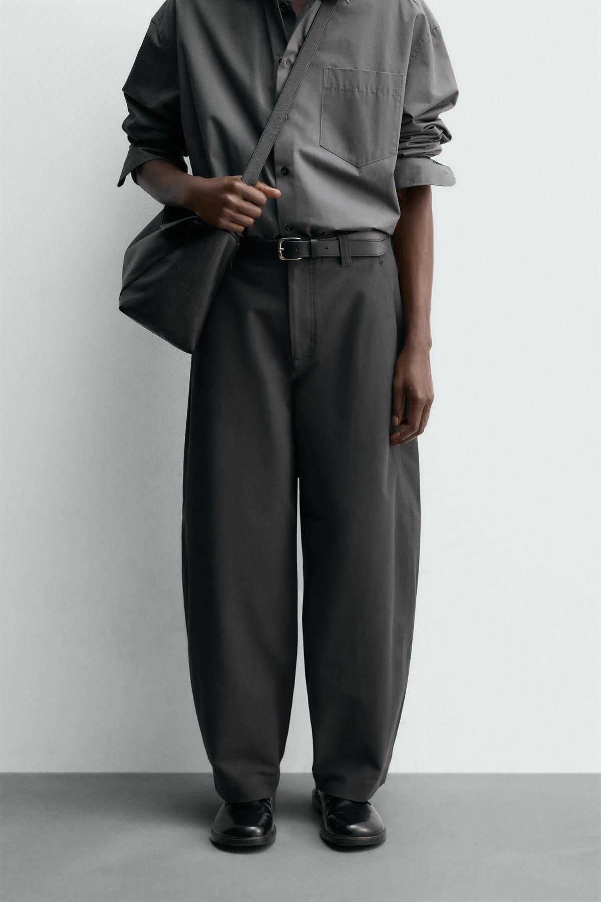 자라 와이드 벌룬핏 슬랙스 팬츠 1437/385 ANTHRACITE GREY - 메인 이미지