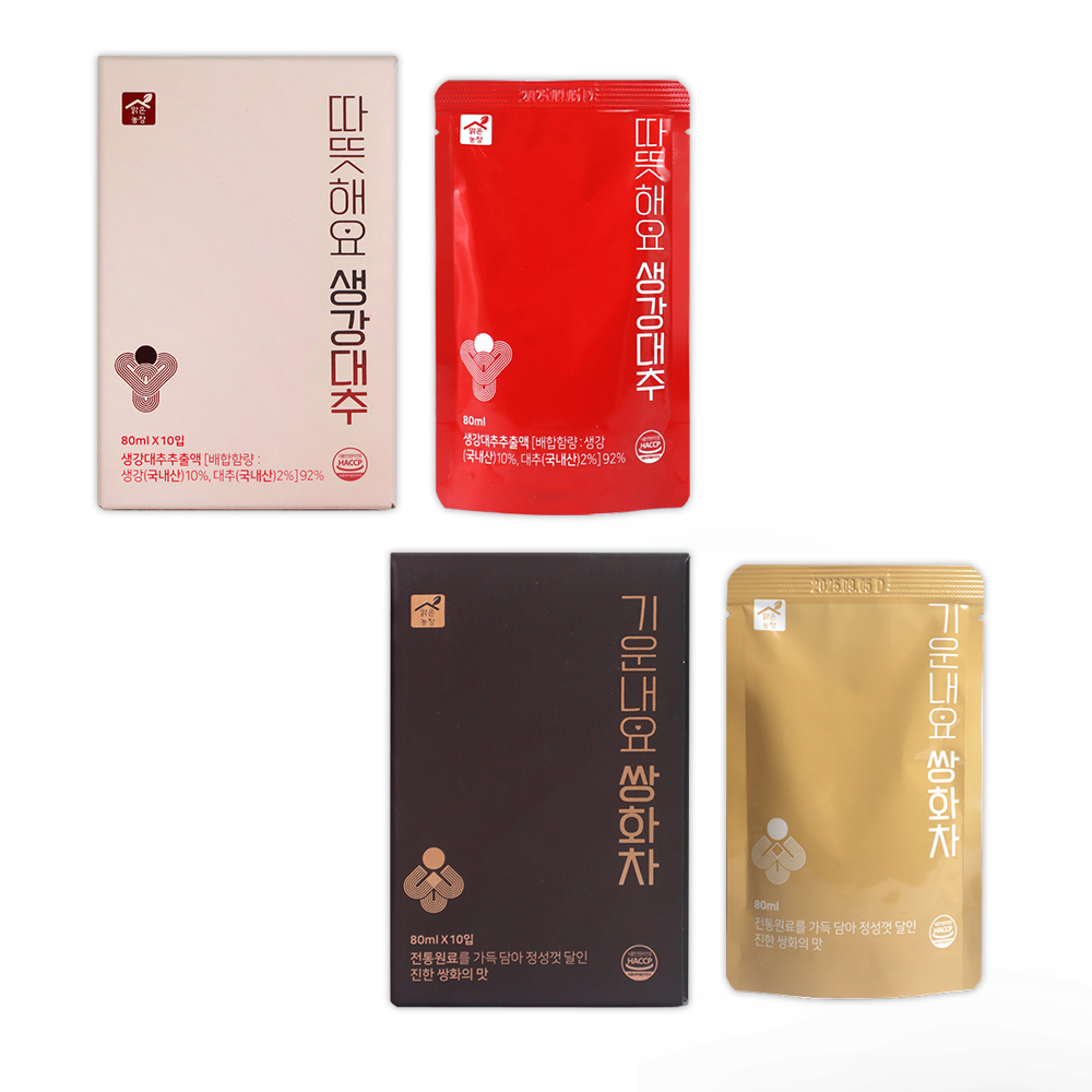 맑은농장 프리미엄 쌍화차&대추생강차  80ml x 20포 - 상품 이미지