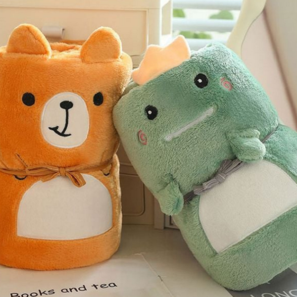 극세사 캐릭터 담요 동물 어깨 망토 담요 어린이집 - 메인 이미지