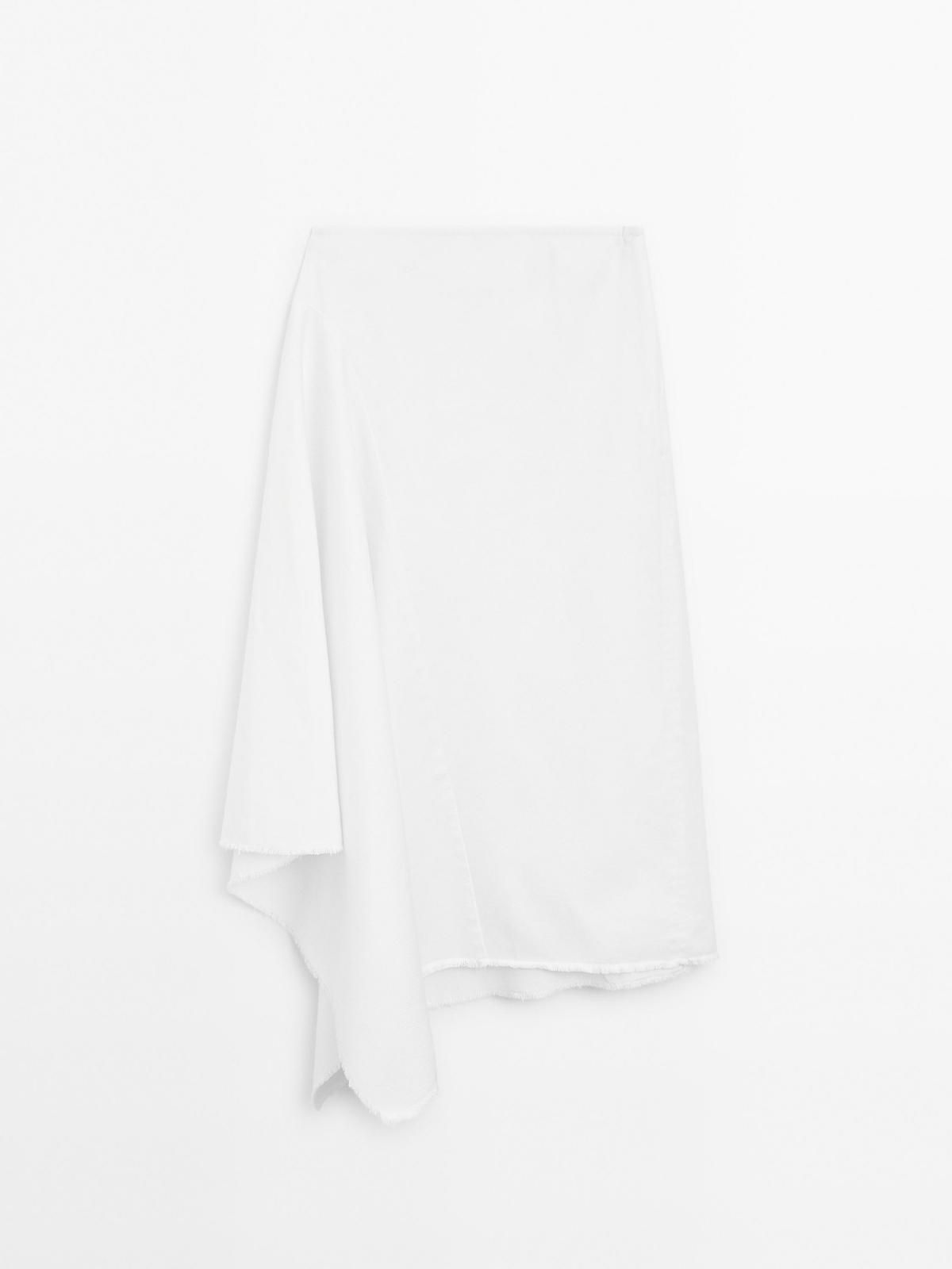 마시모두띠 비대칭 데님 미디 스커트 화이트 5202/602 OFF WHITE - 상품 이미지