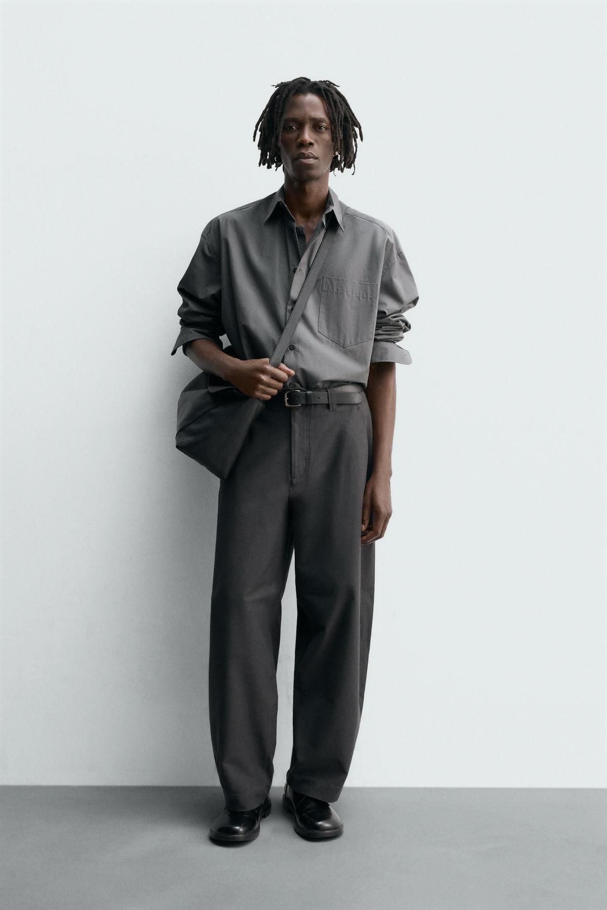 자라 와이드 벌룬핏 슬랙스 팬츠 1437/385 ANTHRACITE GREY - 상세 이미지 2