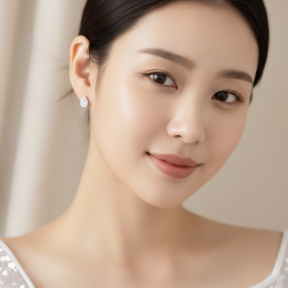 큐빅 지르코니아 물방울 스터드 귀걸이 이미지 7